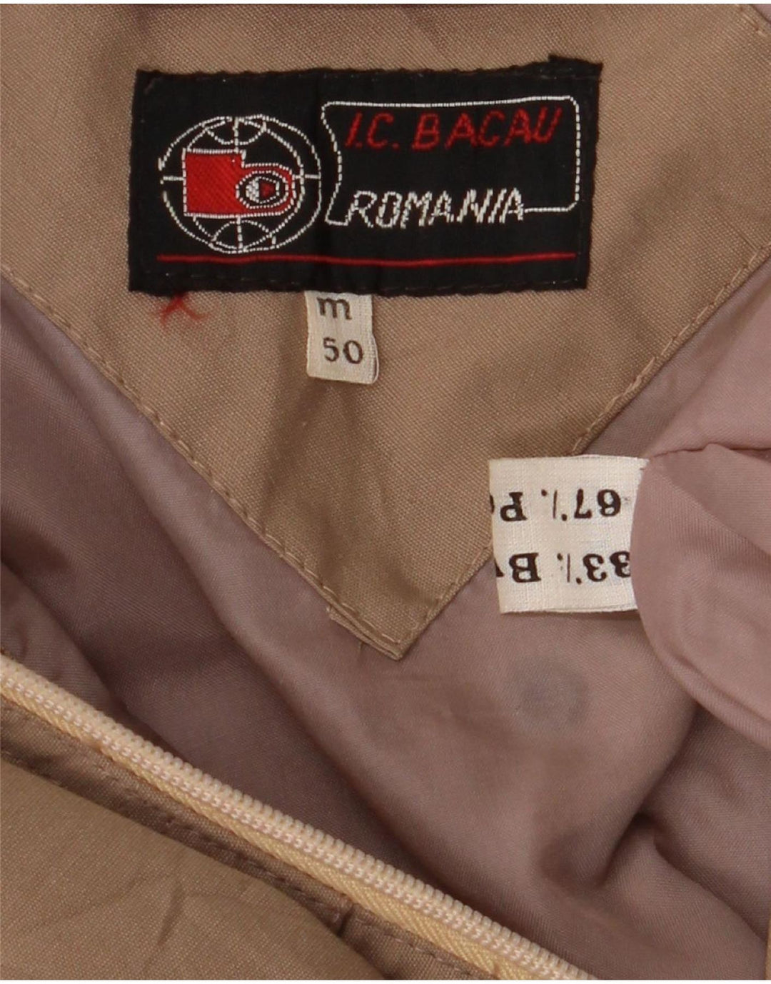 Vintage Mens Oversized Bomber Jacket EU 50 Large Brown Cotton