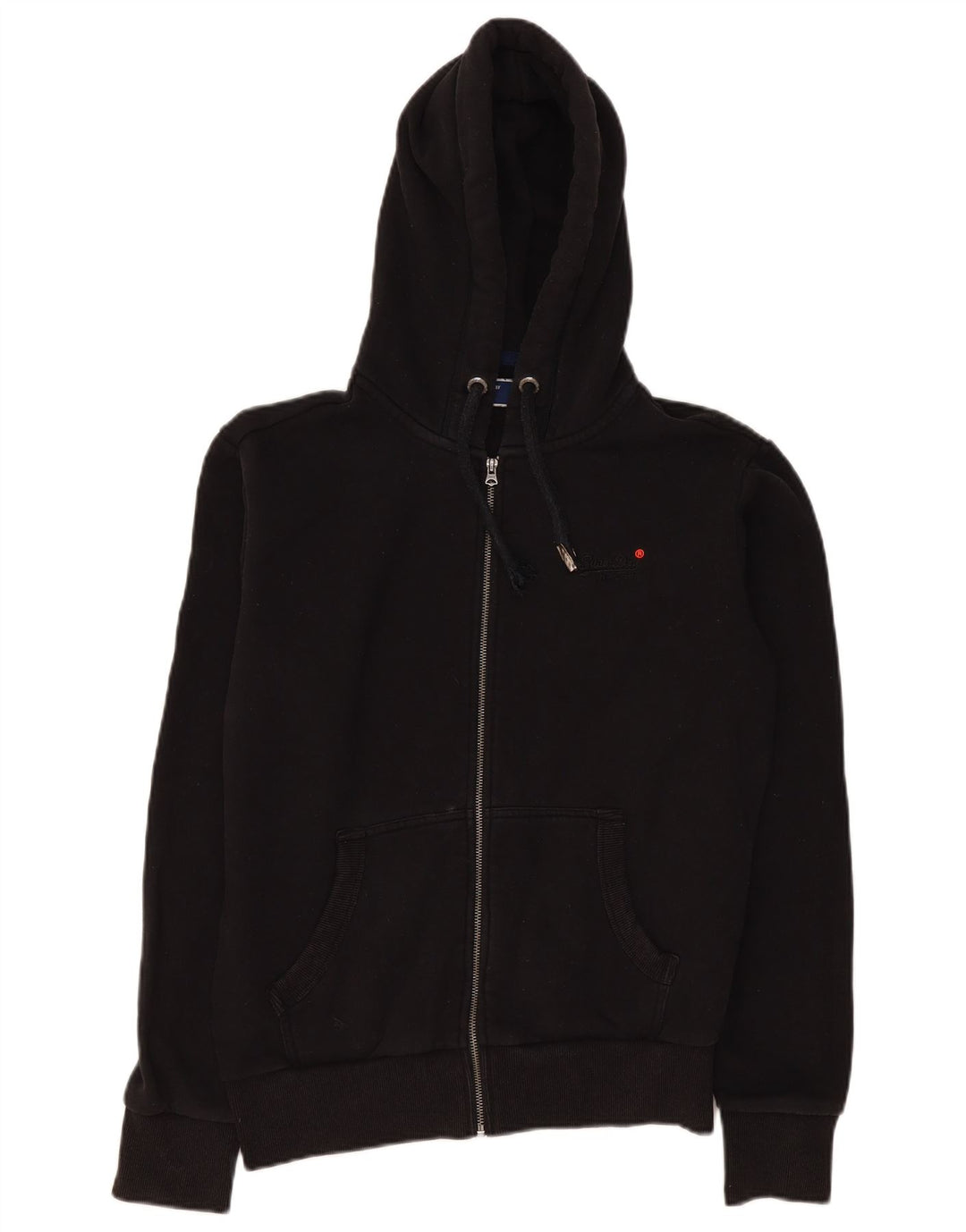 Superdry Mens Zip Hoodie Sweater Small Black Cotton