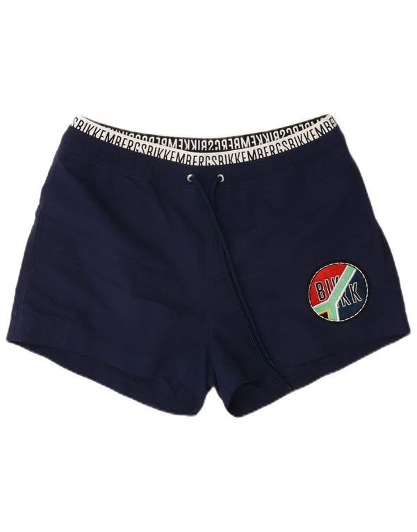 Bikkembergs Mens Graphic Swimming Shorts Large Navy Blue Colourblock
