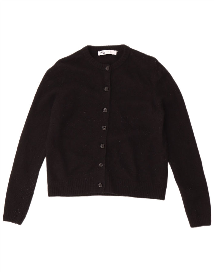 Zara Damen-Cardigan-Pullover UK 14 Große schwarze Wolle