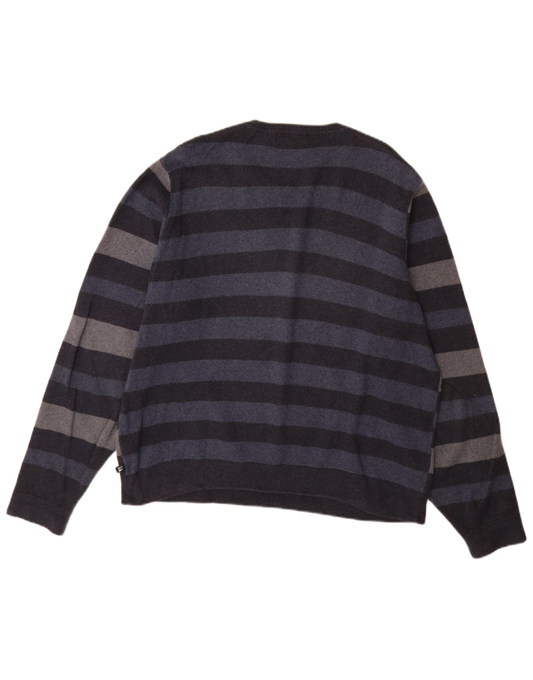 Marks & Spencer Mens Crew Neck Jumper Sweater Medium Navy Blue Striped