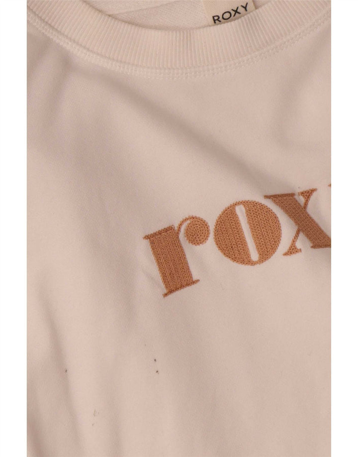 Roxy női túlméretezett Crop grafikus pulóver UK 10 kis fehér
