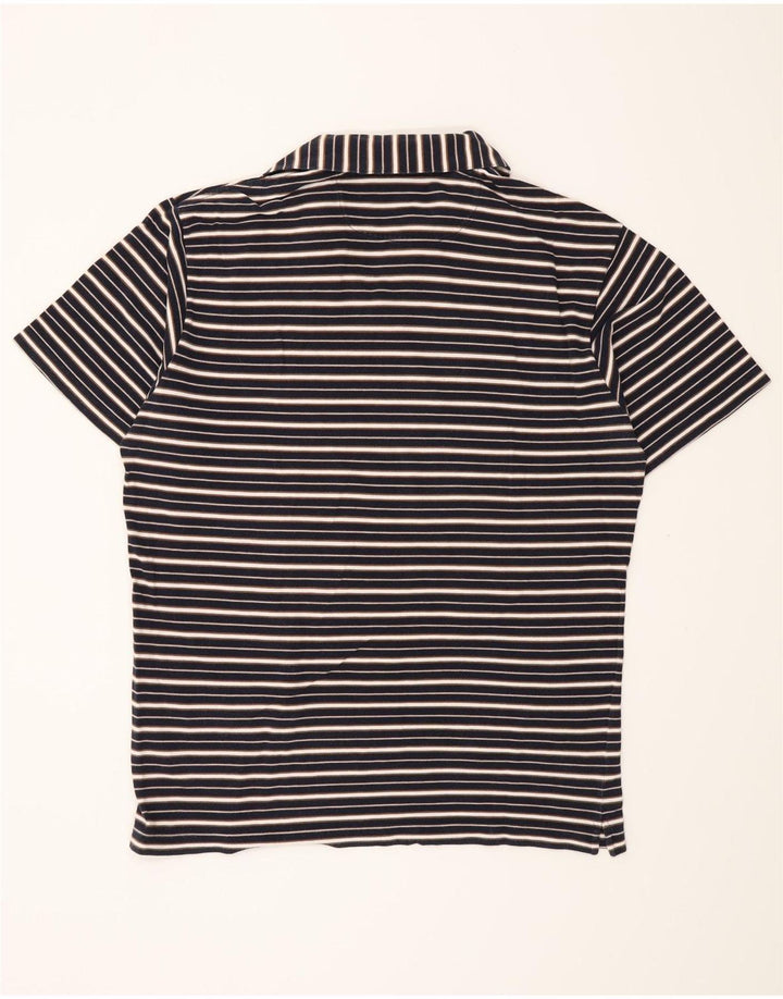 Brooksfield Mens Polo Shirt IT 52 Large Navy Blue Striped