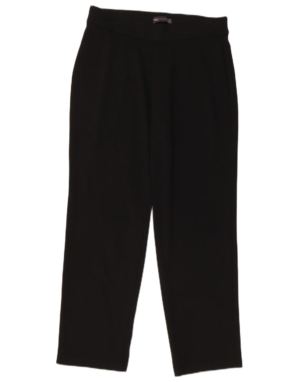 Marks & Spencer Pantalones Casuales Rectos para Mujer UK 12 Medium W28 L27 Negro