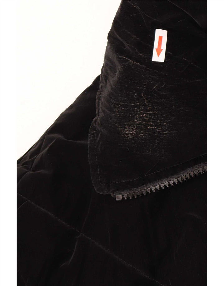 Zara Mujer Chaqueta Acolchada Extragrande UK 10 Small Poliuretano Negro