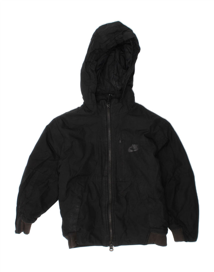 NIKE Boys Hooded Windbreaker Jacket 5-6 Years Medium Black Polyester Vintage Nike and Second-Hand Nike from Messina Hembry 