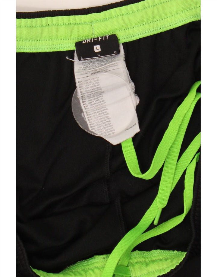 NIKE Mens Dri Fit Tracksuit Trousers Large Black Colourblock Polyester