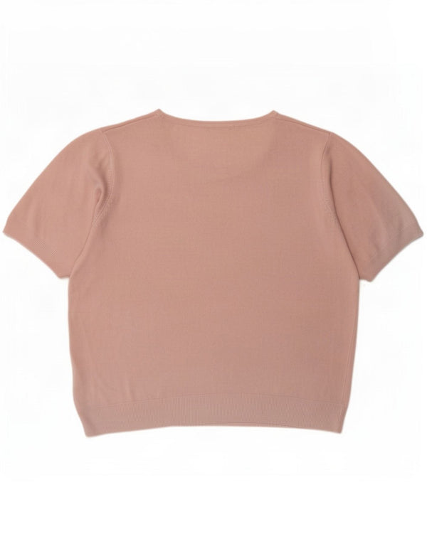 Blusa feminina de manga curta Marks & Spencer UK 20 2XL rosa acrílico