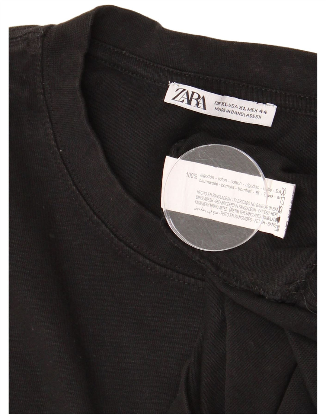 ZARA Mens T-Shirt Top XL Black Cotton