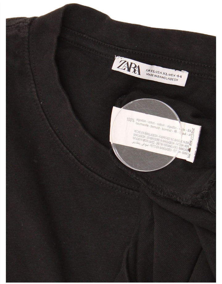 ZARA Mens T-Shirt Top XL Black Cotton