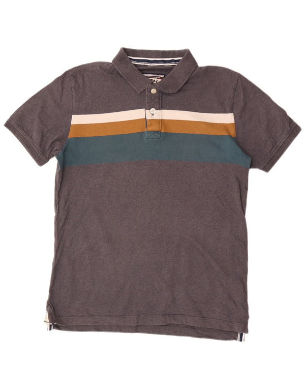 Fat Face Mens Polo Shirt Medium Grey Striped Cotton