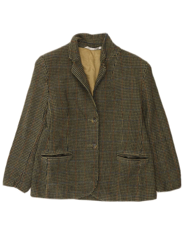 Marks & Spencer Petite Blazer Jacket til kvinder, UK 12 Medium Green Houndstooth