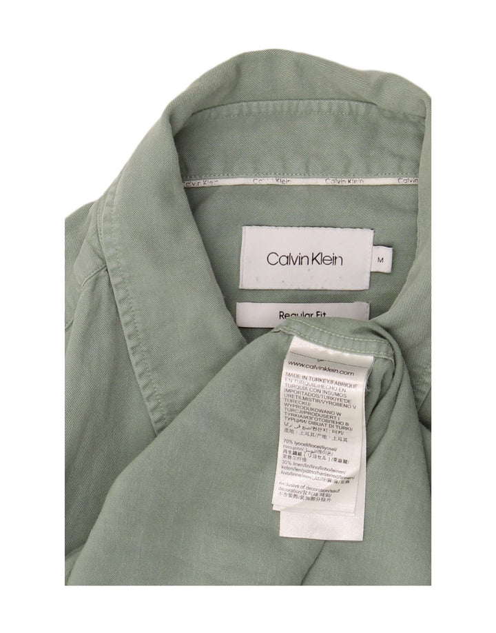 Calvin Klein Mens Regular Fit Shirt Medium Green Lyocell