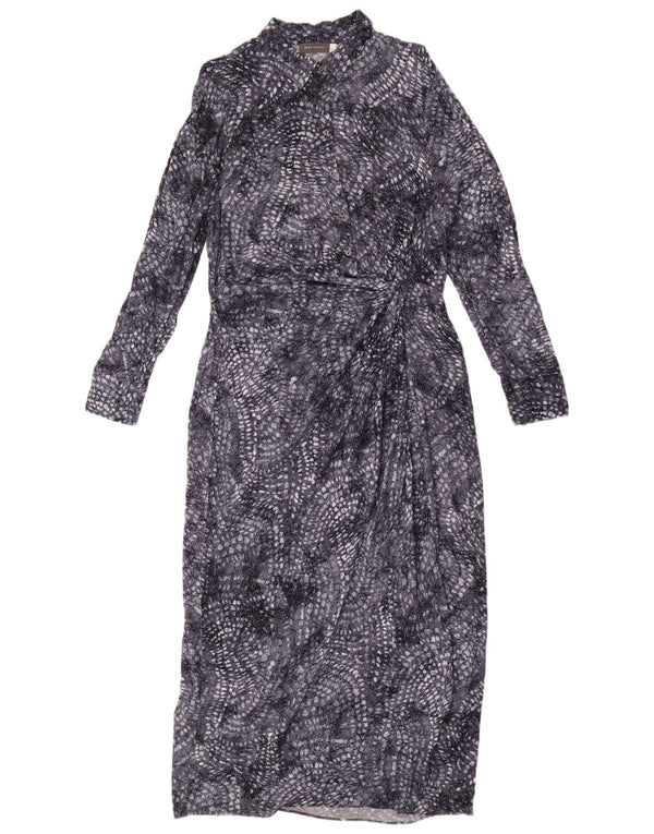 Damska sukienka maxi z długim rękawem MINT VELVET UK 18 XL Szara wiskoza w cętki