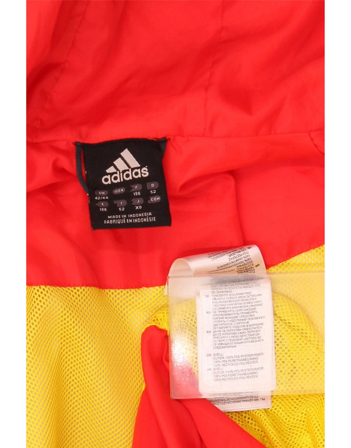 Adidas Mens Hooded Rain Jacket UK 42/44 Large Red Colourblock Polyester