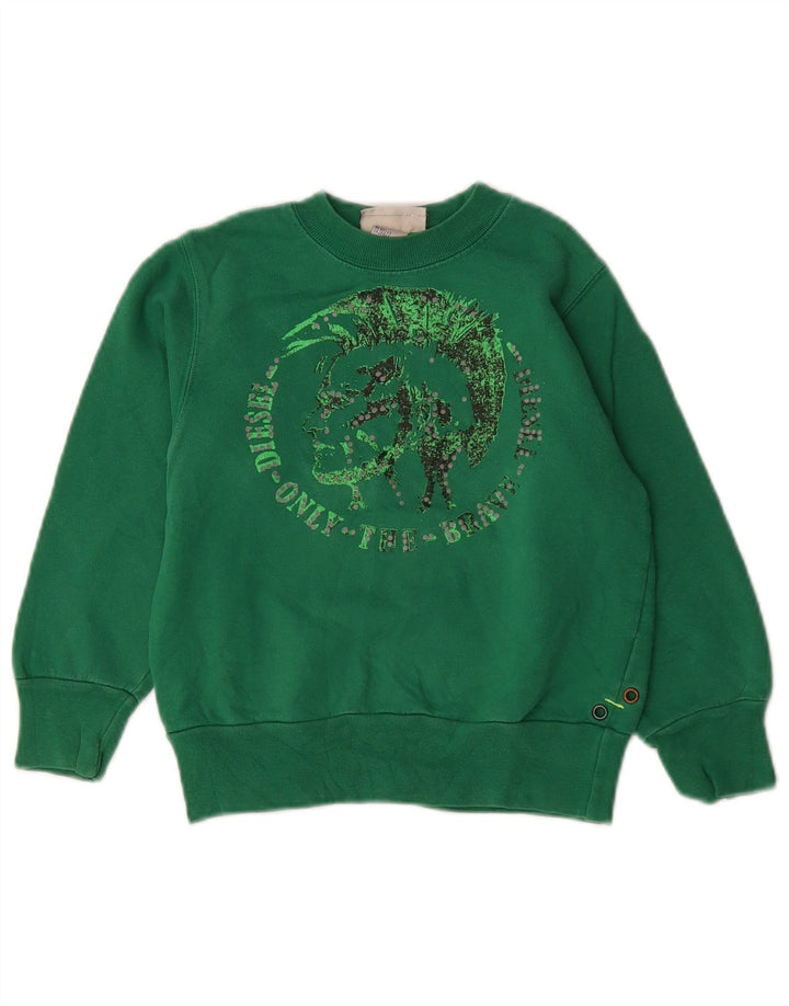 DIESEL Boys Graphic Sweatshirt Jumper 5-6 Years Green Cotton