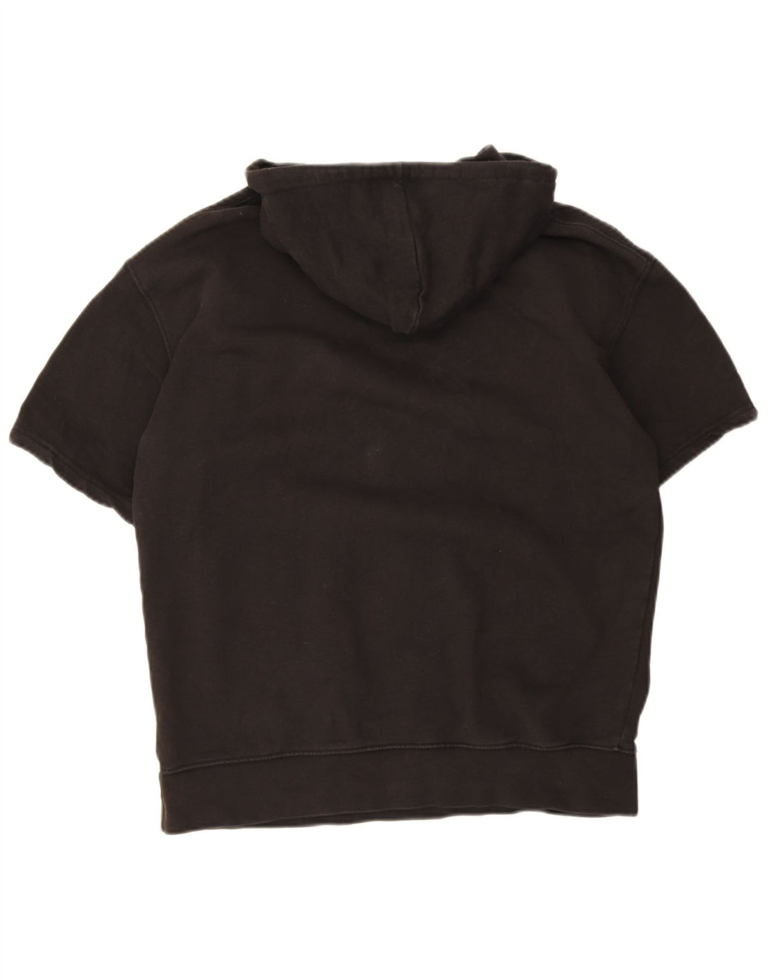 Zara Mens Short Sleeve Hoodie Jumper Medium Black Cotton