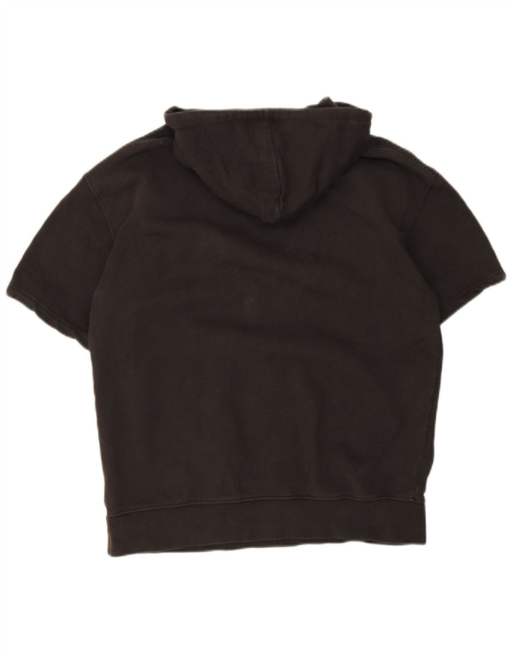 Zara Mens Short Sleeve Hoodie Jumper Medium Black Cotton