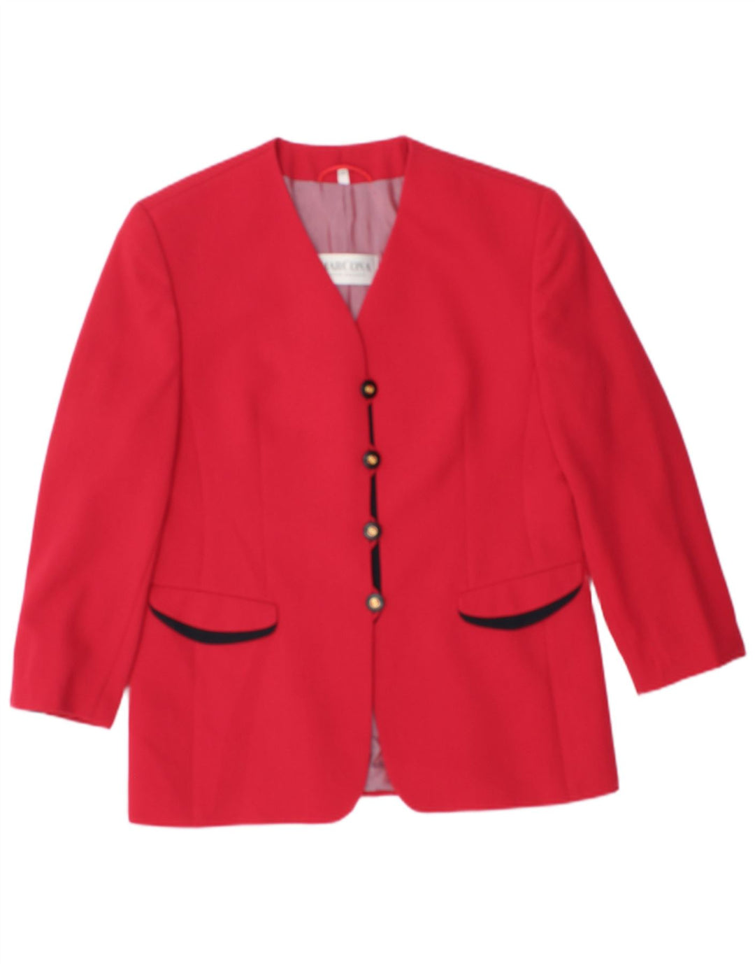 Marcona Damen-Blazerjacke mit 3/4-Ärmeln und 4 Knöpfen, UK 20 2XL, rotes Polyester