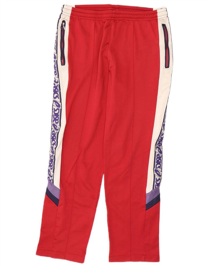 Asics Mens Graphic Tracksuit Trousers IT 52 Large Red Colourblock Polyamide