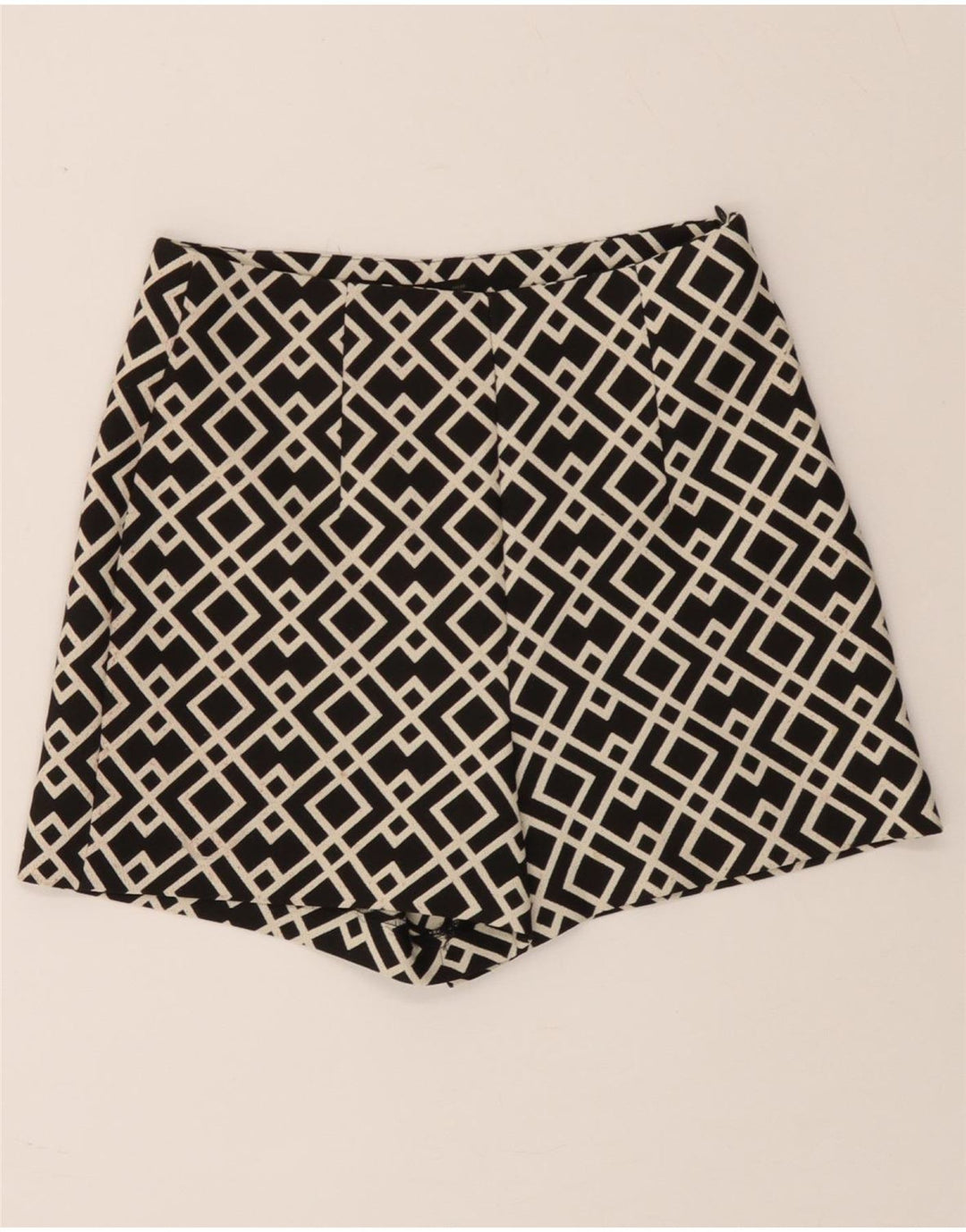 ZARA Womens Casual Shorts UK 8 Small W26  Black Geometric Polyester Vintage Zara and Second-Hand Zara from Messina Hembry 