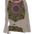 Женский топ Desigual с длинным рукавом и графикой, Великобритания 12, средний серый с геометрическим узором