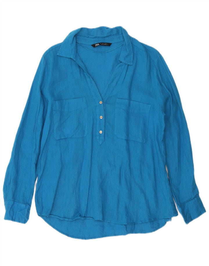 ZARA Womens Pullover Shirt UK 16 Large Blue