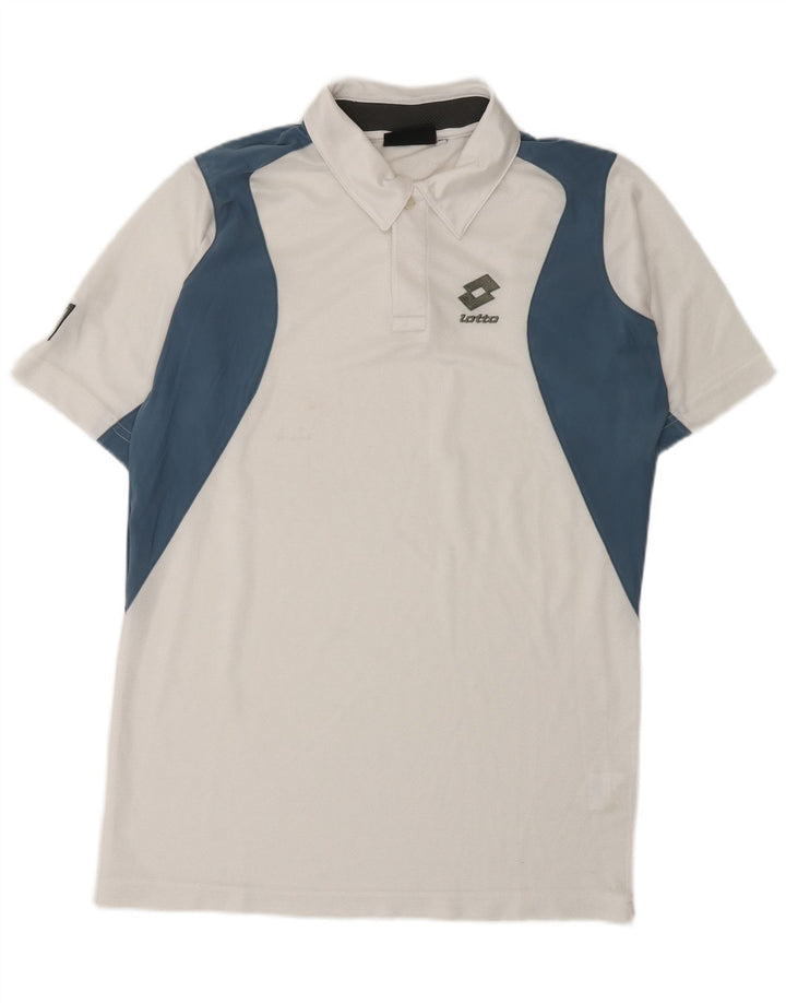 Polo da uomo LOTTO XL in poliestere color block bianco
