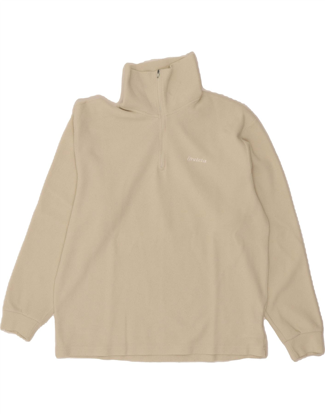INVICTA Womens Zip Neck Fleece Jumper UK 16 Large Beige Polyester Vintage Invicta and Second-Hand Invicta from Messina Hembry 