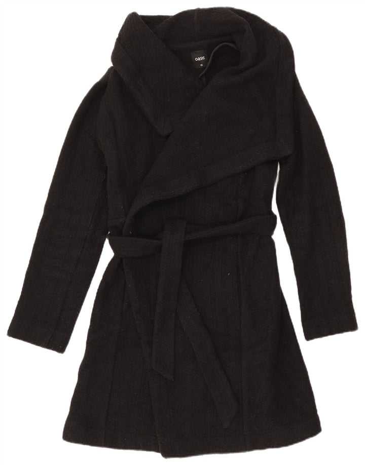 Oasis Womens Overcoat UK 6 XS Black Wool