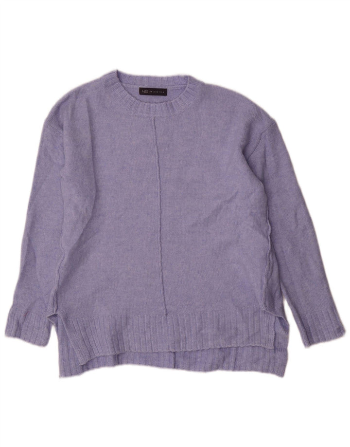 Marks & Spencer Womens Crew Neck Jumper Sweater UK 14 Medium Blue Acrylic