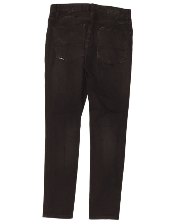 Blugi skinny distressed pentru bărbați Superdry W30 L32 bumbac negru