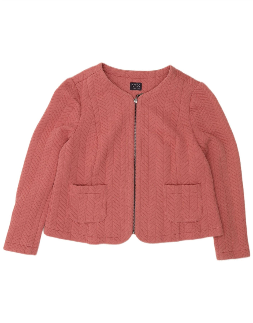 Giacca blazer con zip intera da donna Marks & Spencer UK 20 2XL poliestere rosa