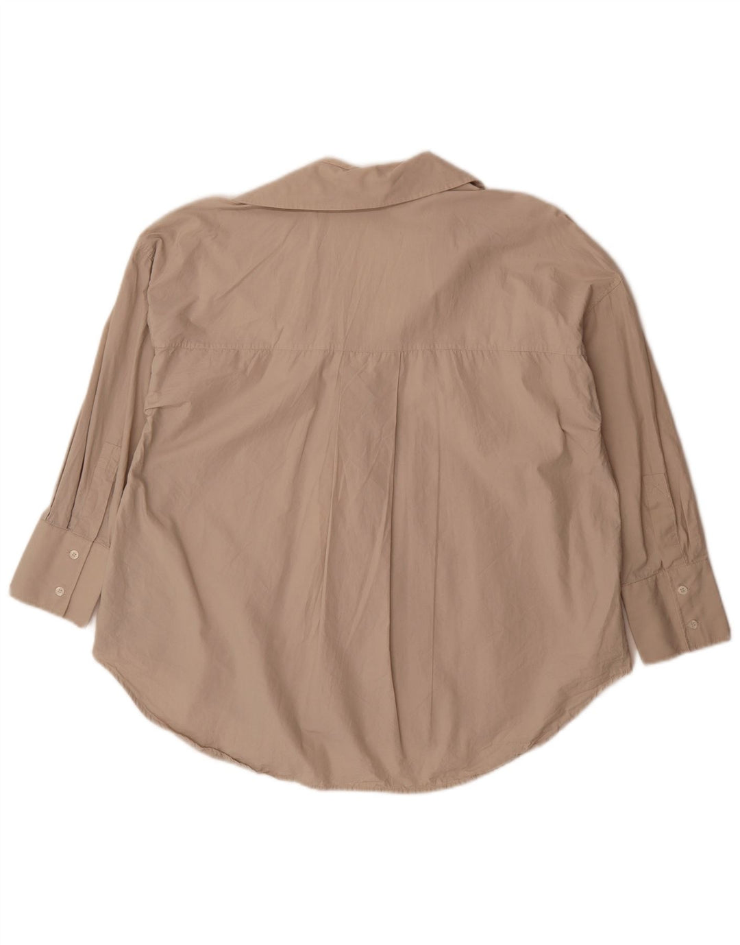 Zara 3/4 ærmet oversized skjorte til kvinder UK 14 Medium Beige Bomuld