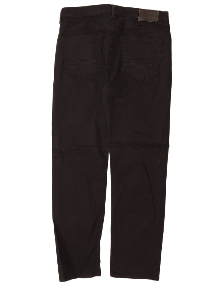 Marks & Spencer Herren Regular Straight Jeans W34 L31 Schwarze Baumwolle
