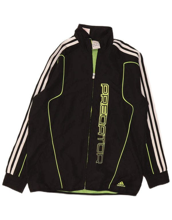 Giacca da tuta grafica da ragazzo Adidas 13-14 anni grande in poliestere nero