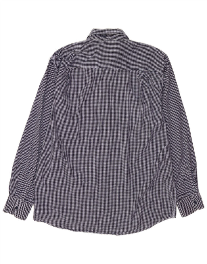 Pierre Cardin Mens Regular Fit Shirt XL Navy Blue Gingham Polyester