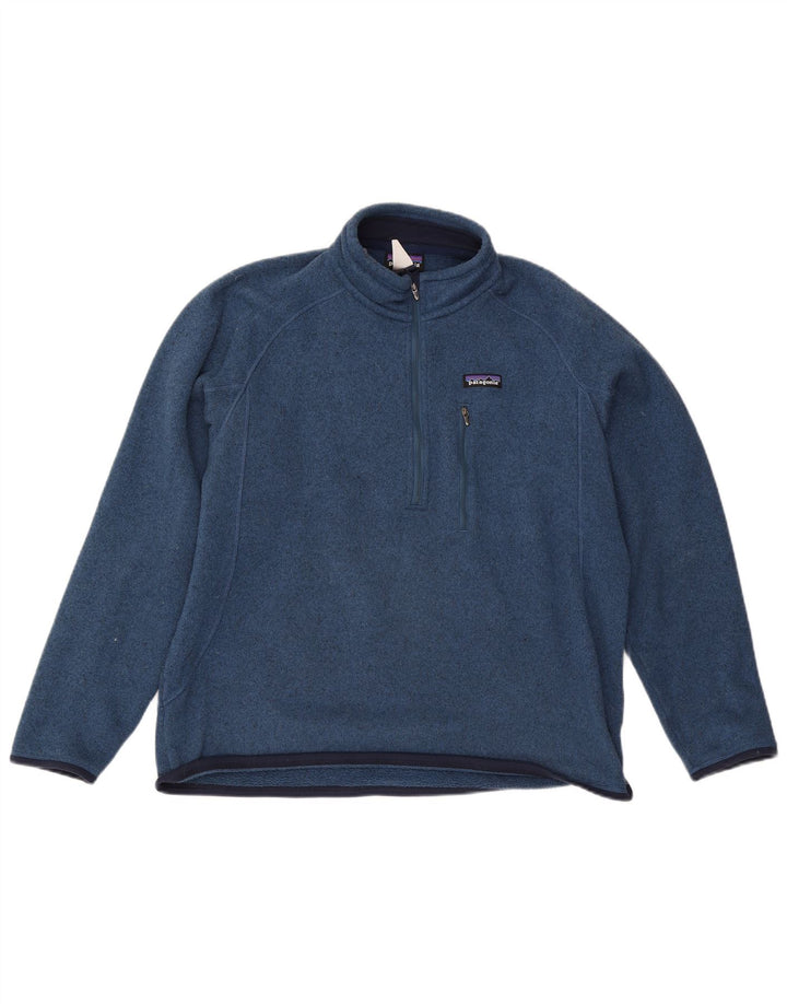 Patagonia Herren-Sweatshirt mit Reißverschluss am Hals, groß, blau, Polyester