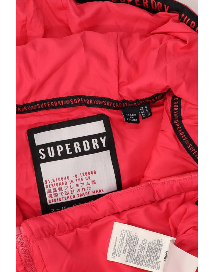 Superdry ženska podstavljena jakna s kapuljačom UK 8 mali ružičasti flekasti poliester