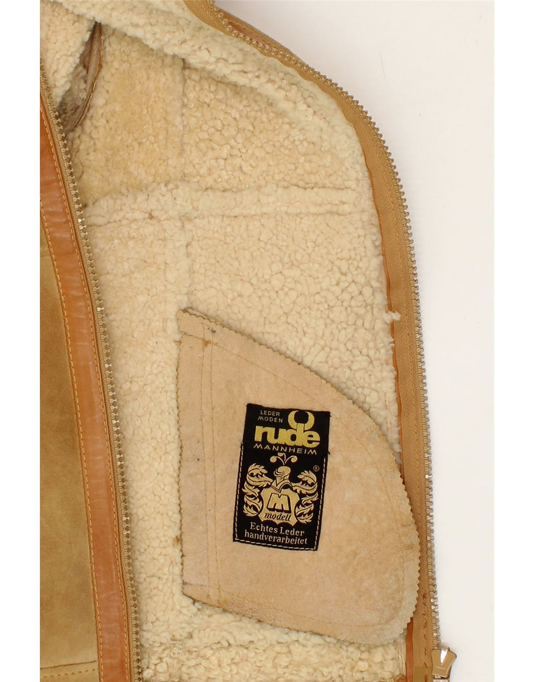 VINTAGE Chaqueta de piel de oveja para hombre Reino Unido 36 Pequeña piel de oveja beige