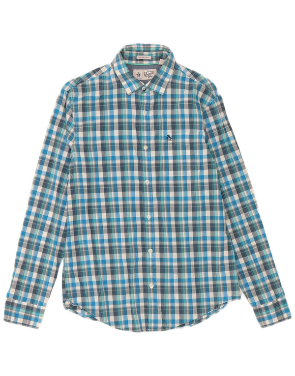 Penguin Mens Heritage Slim Fit ing, közepes kék kockás