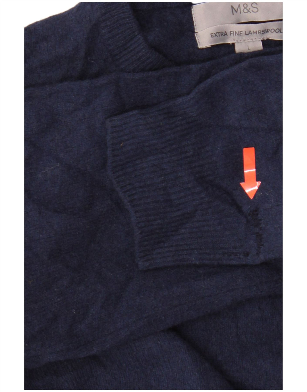 Maglione maglione girocollo da donna Marks & Spencer UK 16 Lana d'agnello blu grande