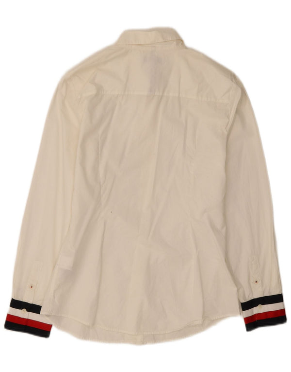 Camicia normale da donna Tommy Hilfiger UK 8 Small Cotone color block bianco