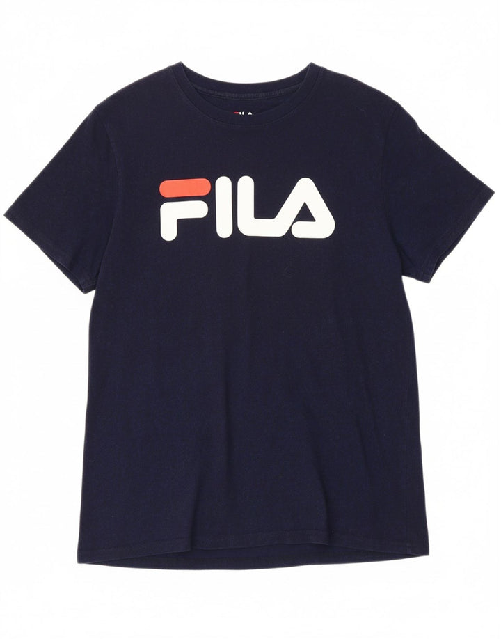 FILA Mens Graphic T-Shirt Top Medium Navy Blue Cotton Vintage Fila and Second-Hand Fila from Messina Hembry 
