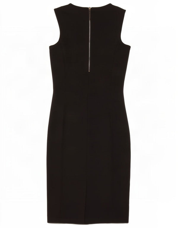 Zara vestido feminino sem mangas com bainha UK 6 XS preto viscose