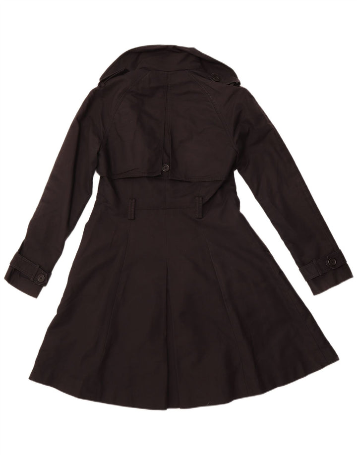 TED BAKER Womens Open Trench Coat Størrelse 2 Lille sort bomuld