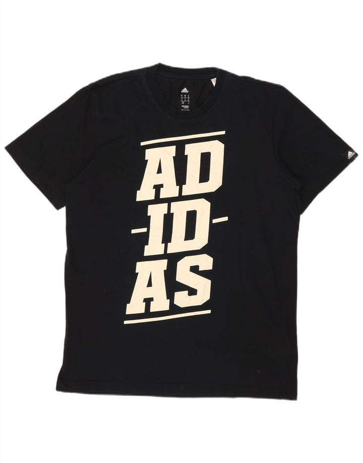 Adidas Mens Climalite Graphic T-Shirt Top Medium Black Cotton