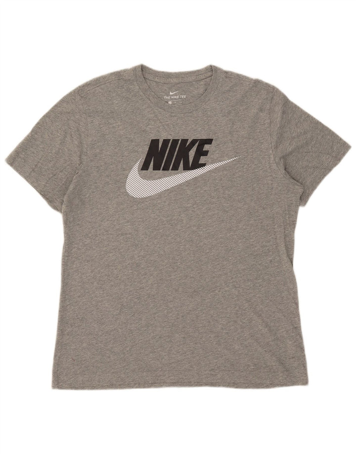 Camiseta Nike masculina gráfica Top algodão cinza médio