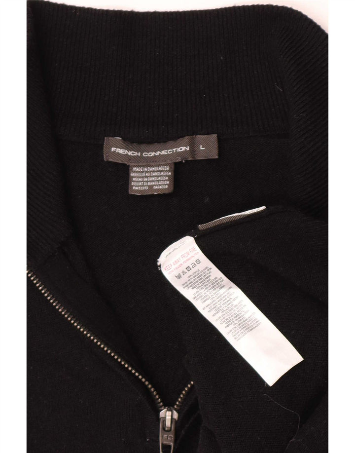 French Connection Herre Zip Neck Jumper Sweater Stor Sort Akryl