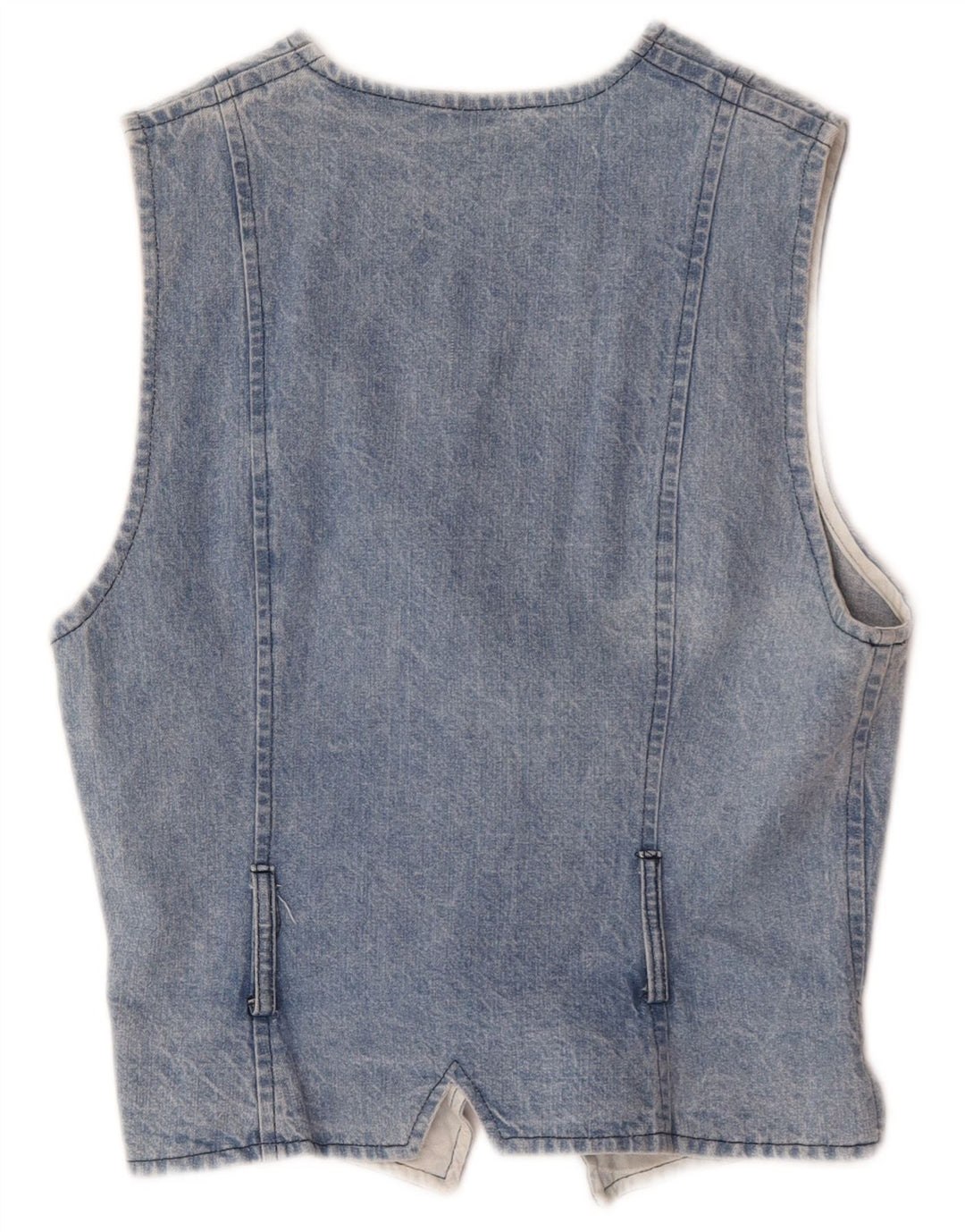 Vintage Womens Denim Waistcoat UK 14 Large Blue